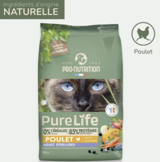 Pro-Nutrition Chat Pure Life Sterilized Poulet